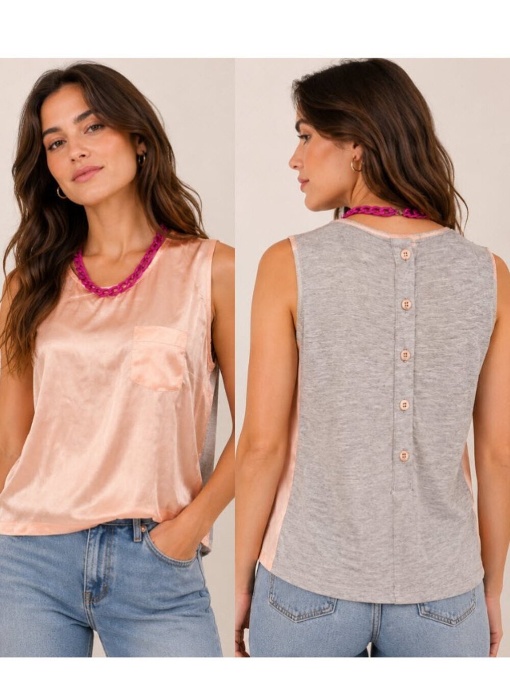LOOK Pink Silky Tank Top UK 12​​​​​​​
